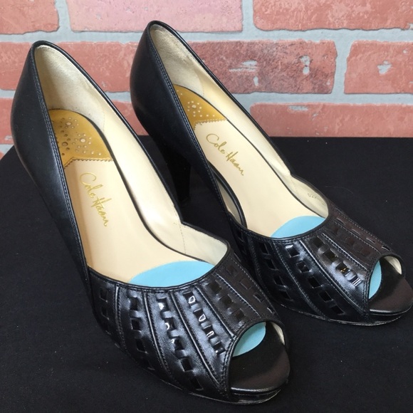Cole Haan women’s shoes 8B heels peep toe (SB2) - Picture 2 of 9